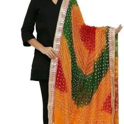 pk hub Art Silk Embellished Multicolor Women Dupatta image 4
