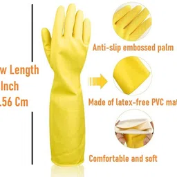 masox store Gardening Reusable Rubber Hand Gloves For Washing,Cleaning Kitchen And Garden Gardening Shoulder Glove image 2