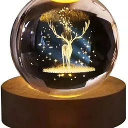 crysta 3D Crystal Study Lamp, Wooden Stand With USB Cable, Aesthetic study lamp Study Lamp-picture-15