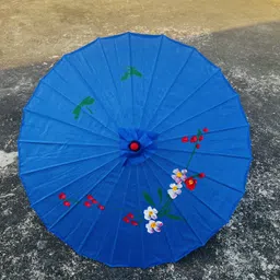 kala stutee Handmade Japanese Wooden Colorful Floral Print Umbrella image 2