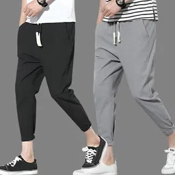 shotek Pack of 2 Men Solid Black, Grey Track Pants-picture-11