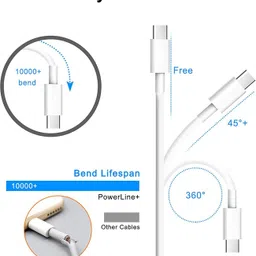 BIGGEAR White 1Mtr- 1Pc USB Type C to Type C PVC Data Sync & 18W PD Fast Charging Cable Phone Converter image 2