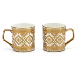 CLAY CRAFT White & Gold  Set of 6 Dishwasher & Microwave Safe Ceramic Cups 220 ml Each image 3