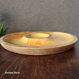 bombaymoon Maple Swirl Chip & Dip Platter Round Mango Wood Serving Tray Wood Decorative Platter image 2