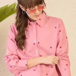 herway Women Regular Fit Printed Curved Collar Casual Shirt image 4