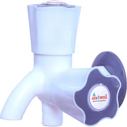 PVC Flower Grey 2 In 1 Water Tap 2 Way With Flange for Kitchen/Bathroom Pack Of 1 Bib Tap Faucet-image-13