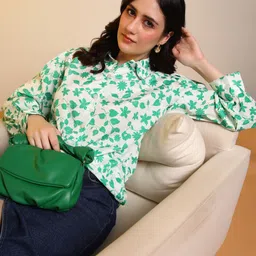 whisq Women Regular Fit Printed Curved Collar Casual Shirt image 5