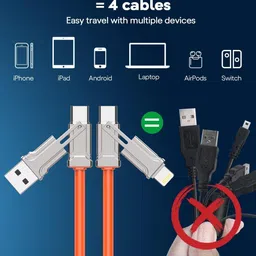 JNSM 4 In 1 Data Cable Fast Charging Portable Cord For Travel/Outdoor USB Adapter image 4