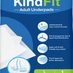 kindfit Disposable Underpads, 60x90 cm, 10 Pcs/Pack (Pack of 9) Adult Diapers Adult Diapers - L image 2