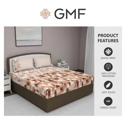 Brown Geometric 180 TC Cotton King Sized Bed Sheets with 2 Pillow Covers by GM Fabrics image 4