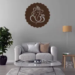 dekorstation Lord Ganesha Medium Brown Engineered Wood Wall Art With LED Light image 2