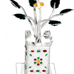 kmj pure silver tulsi plant for pooja and gifting purpose (wt. 12 gms) Decorative Showpiece-5.5 cm-picture-43
