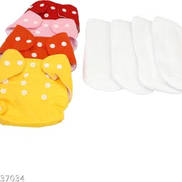 reify Multicolour Button Diapers 4+ 4 White Inserts (Pack of 8 image 1