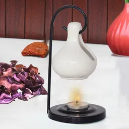 landslide Ceramic Aroma Oil Diffuser Hanging Burner, White (4 X 8 INCH) Diffuser Set image 3
