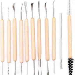 11 Pcs Wooden Handle Clay Carving Pottery Sculpting Tools for Art and Craft_02 Art Clay-image-8