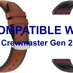 ACM WSM33U22BRPU1059 Pack of 2 Watch Strap Leather Silicone 22mm for Fossil Q Crewmaster Gen 2 Smartwatch (Brown/Purple) Smart Watch Strap image 1