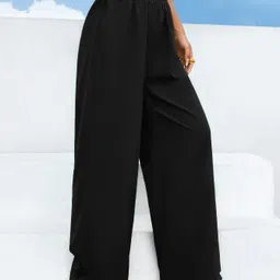 warcourt Women Solid Black Track Pants-picture-13