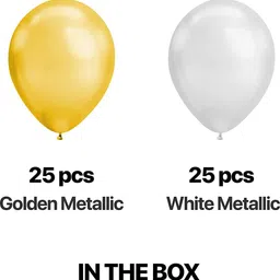 indy toys and fashion Solid Gold & White Metallic Finish Shiny Balloon For Birthday| Any Special Event Party Balloon image 2