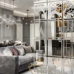 planet decor Static Silver Colour Acrylic Hanging Room Divider image 2