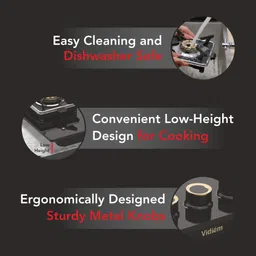vidiem Vogue Gas Stove| World's First Fully Removable Burner Assembly|10MM Toughened Glass Manual Hob image 5