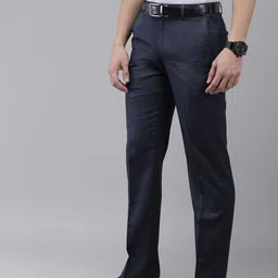 park avenue Men Regular Fit Blue Viscose Rayon Trousers image 2