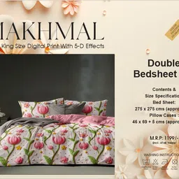 blenzza deco 210 TC Cotton Blend King Printed Flat Bedsheet image 2