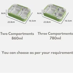 heimora Stainless Steel Leak-Proof Lunch Box 780ml – 2 Compartments 2 Containers Lunch Box image 4