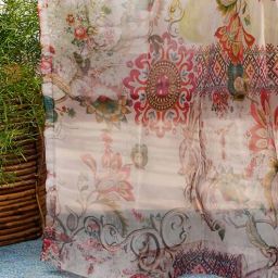 zeba Multicolor Traditional Polyester 8 Ft Sheer Rod Pocket Door Curtain-picture-44