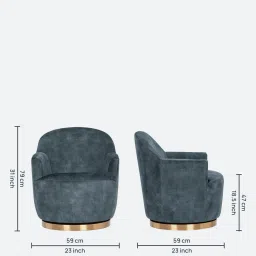 casacraft from pepperfry Cameron Suede Armchair in Turkis Blue Colour image 2