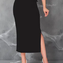 The Stanch Shapeware Black MT0039 Lycra Blend Petticoat-image-46