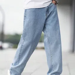 shre.ce Men Loose Fit Mid Rise Light Blue Jeans-picture-17