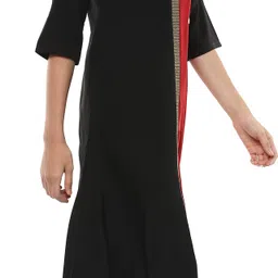 janasya Women Colorblock Crepe Trail Cut Kurta image 4