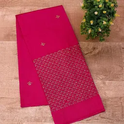 Unstitched Art Silk Blouse Material Embroidered-image-63