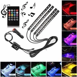 getsocio ASPL-05 Atmosphere Lights Car LED Strip Light 4pcs 48 LED DC 12V Multicolor Music Car Interior Light LED Under Dash Lighting Kit with Sound Active Function and Wireless Remote Control Car Fancy Lights image 3