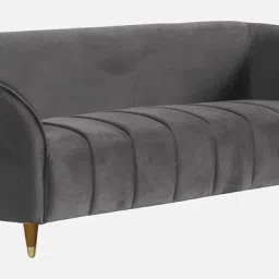 casacraft from pepperfry Hairo Velvet 2 Seater Sofa In Iron Grey Colour image 4