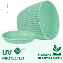 flipkart smartbuy 5 Pack Round Flower Pots Outdoor Indoor Planters with Drainage Hole and Tray Plastic Vase image 3