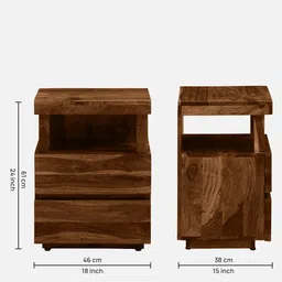 woodsworth from pepperfry Sheffield Sheesham Wood Bedside Table In Scratch Resistant Provincial Teak Finish With Drawers image 2