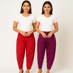 cozyplay Solid Viscose Women Harem Pants image 1