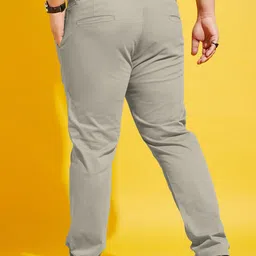 bigbanana Men Regular Fit Beige Pure Cotton Trousers image 4