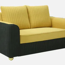 casacraft from pepperfry Elysia Fabric 2 Seater Sofa In Camel Yellow And Charcoal Grey Colour image 3