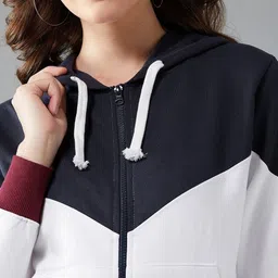 the dry state Women Full Sleeve Color Block Hooded Sweatshirt image 5