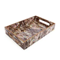 the home co. Brown & Gold MDF Wood Diamond Rectangle Serving Tray image 4