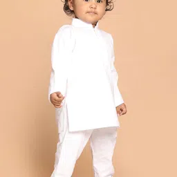 VASTRAMAY Boys White Pure Cotton Kurta with Pyjamas image 1
