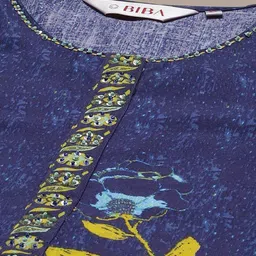 Biba Floral Printed Thread Work Beads Detail A-Line Asymmetric Kurta image 2