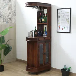 woodsworth from pepperfry Naagin Sheesham Wood Bar Cabinet in Provincial Teak Finish image 1