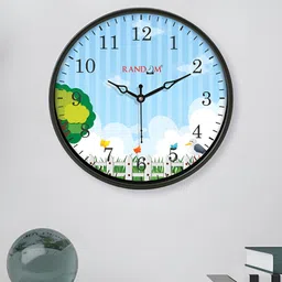 RANDOM Black & Blue Printed Contemporary Wall Clock image 3