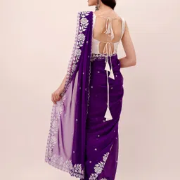 hesvi Embroidered Lucknow Chikankari Georgette Saree image 3