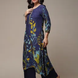 Biba Floral Printed Thread Work Beads Detail A-Line Asymmetric Kurta image 4