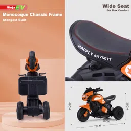 pandaoriginals Ninja Ev With Music And Lights, Forward and Backward Gear, Built in MP3 player Bike Battery Operated Ride On image 5