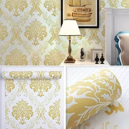 flipkart smartbuy Decorative Gold, White Wallpaper image 4